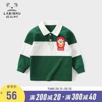 Rabbi tree childrens clothing boys polo shirt 2021 spring and autumn male children cotton T-shirt male baby lapel collar long sleeve top