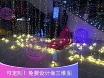 Christmas business Beauty Chen shopping mall atrium aerial hanging acrylic butterfly led luminous sphere can be customized