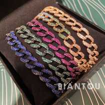 Color chain bracelet A variety of colors with chain buckle jewelry femininity net red light luxury diamond-studded couple