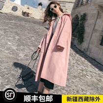 New Korean version of ins loose thin hooded thick long knee woolen coat coat female winter student hair