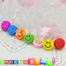 7 colors 7 grain wood round smiley face creative cork big head figure nail workword nail wall colored nail wall nail