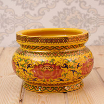 Ceramics Tang color yellow incense burner Home incense insert Home incense burner for Buddha Buddhist supplies Guanyin God of wealth Buddha Hall supplies