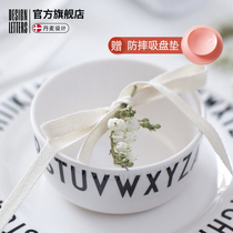 designletters Melamine childrens tableware ins baby auxiliary food bowl send suction cup disinfectable baby eating bowl