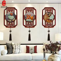 New Chinese solid wood living room TV background wall decoration painting restaurant hanging painting entrance entrance wall pendant wall decoration