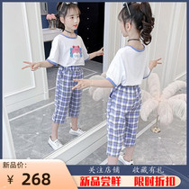 Girl Summer Clothing Suit Net Red 2022 New Korean version Ocean Girl Girl Summer short sleeve shorts Two sets