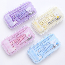 8-piece set drawing cute junior high school student ruler compass set Eight-piece girl cartoon ruler primary school drawing