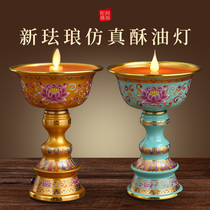 Charging led electronic Buddha lamp Tibetan butter lamp Home Buddha lotus lamp home Buddha supply lamp long light electric candle lamp