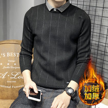 itbuy autumn winter sweater mens 2022 new shirts lead fake two knitwear gush warm mens blouses