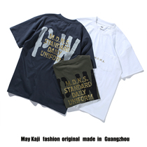 20ss yuwenle washed summer short sleeve mens and womens Tide brand Japanese overwear wind PW letter stamping pocket T-shirt