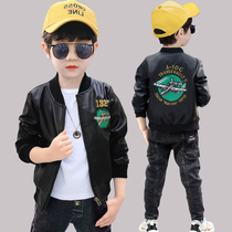 Boys leather clothing genuine leather 2021 new wave Korean version autumn winter children leather jacket plus suede CUHK child locomotive jacket man