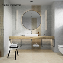 Nordic Mediterranean champagne gold round mirror wall hanging Jane Mei toilet bathroom mirror living room vanity mirror