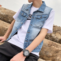 2020 autumn new denim vest mens fashion Korean version of the trend loose handsome casual vest jacket