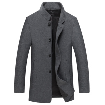 Middle-aged men stand collar woolen coat autumn and winter wool woolen jacket father Business casual twine coat men