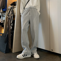 Hualun winter plus fleece pants thick elasticated waist slacks mens loose straight leg sweatpants leg leg pants sweatpants