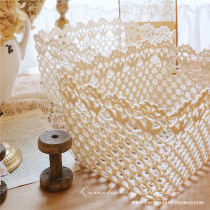 French hand woven home Cotton washable laceshabby original portable storage bag finishing storage basket 5