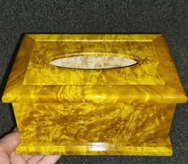  Solid wood pumping paper box Gold silk Nanmu gold camphor tissue box Household living room creative napkin box storage box Office desk
