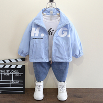 Boy spring and autumn jacket 2021 new foreign style baby Korean version of the clothes tide small childrens spring handsome boy jacket