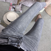 Jeans women slim slim slim foot pants nail beads fashion 2021 Spring and Autumn New Net red tight ankle-length pants tide