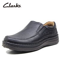 clarks Qi Le mens shoes autumn round head cover foot business air cushion thick bottom increased leather mens business casual leather shoes