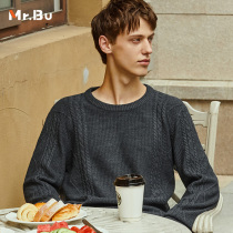 Mr Bu Casual Long Sleeve Goat Sweatshirt Man Winter New Base Thickened Round Neckline Hooded Sweatshirt KT01030