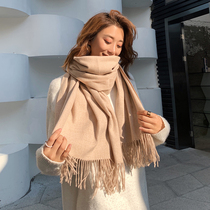 Scarf womens autumn and winter wild Korean version of imitation cashmere thickened student ins girl solid color warm shawl bib