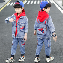 Childrens clothing boys autumn denim suit 2021 new middle and large children handsome boys spring and autumn clothes Korean version of trendy clothes