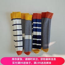 ins Korean Spring Childrens straight socks middle tube striped cotton heaped stocking socks 1-12-year-old student socks