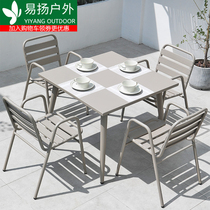 Outdoor aluminum alloy Foldable table dining chair Courtyard Garden Garden Terrace Open Air Milk Tea Cafe Outside Pendulum Table and chairs Composition