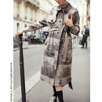 Rayna g Rayna g 1376 Original Paris Opera coat printed long wool coat