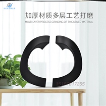  Solid semicircular frameless glass door handle Black gold wooden door handle Aluminum alloy framed door handle handle