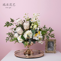 Simulation Flower Fake Flower Suit Hotel Front Office Villa Living Room Upscale Light Lavish Modern Decoration Silk Floral Art Furnishing Pendulum