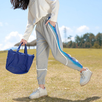 Girls autumn pants 2022 new western style big childrens sweatpants spring and autumn childrens fashionable autumn sports pants