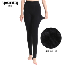 ym Yumei soft elastic double crotch stepping pants 2968 womens autumn and winter velvet warm thin base