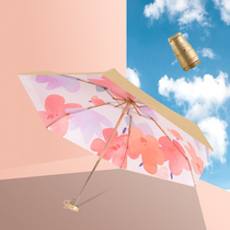 Light luxury UV parasol small gold parasol small shade anti-UV female with a bare rain dual use of portable umbrella