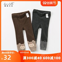 davebella David Bella baby childrens clothing autumn and winter girls baby cartoon print velvet waist leggings