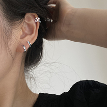 Carved Flower Small Ear Button Tong Body 925 Pure Silver Brief About 100 Hitch Ring Personality Cut Earbone Earrings Woman Short Earrings