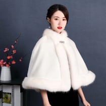 Wedding dress Shoulder Winter Wedding Warm Autumn Winter Exterior Hitch Cape White Bride Hairy Shawl Shoulder Wedding Banquet Jacket Woman