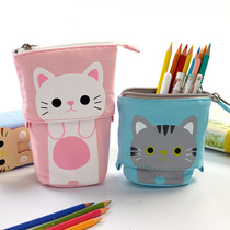 Creative hipster cute simple multifunctional pencil case Student cartoon canvas telescopic pencil stationery box