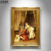 Huayiyuan pure hand-painted European oil painting living room hanging painting hotel with frame decorative painting classical court figures