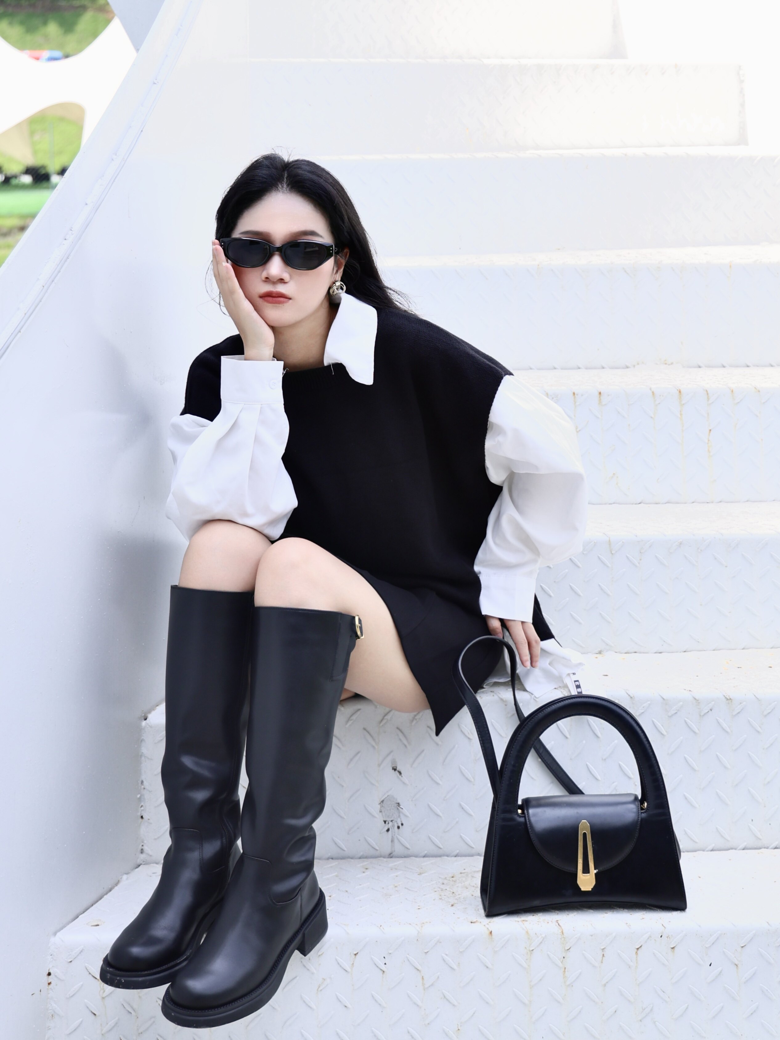 kisscat接吻猫[城市旅人]骑士靴，万茜方枪枪美洋同款真皮皮带扣复古英伦风