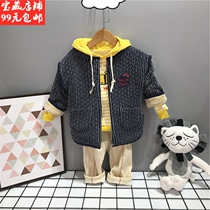 Original A Lu small umbrella childrens clothing baby cotton-padded jacket winter boys and girls plus velvet thickened warm jacket air cotton suit