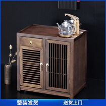 Walnut mobile tea cabinet home coffee table side cabinet boiling water table tea set tea set side rack