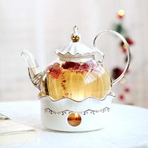 English Afternoon Teapot Flower Tea Cup Suit European-style Fruit Teapot Candle Heated Flower Tea Set Glass Bubble Teapot