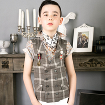 lavensey Lewen Jubilee childrens clothing new boy horse clip English wind summer thin cotton double-breasted vest boy