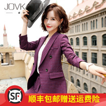 Small man suit suit suit female 2021 New Korean fashion Plaid professional dress President white collar work work overalls