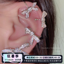Pure Desire Ceiling ● Advanced Sensation Pink Sweetness Inlaid Drilling Butterfly Knot Super Fairy With Small Earbone Clips Ear Clip Ear Clip