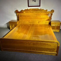 Red wood gold silk Nan Xiao Ye Zhennan imitating ancient Chinese style bed solid wood solid and durable not cracking double bed bedroom home