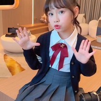 girls jk uniform suit spring autumn 2022 new children's college style elementary school student pleated skirt cardigan coat