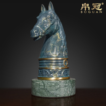 Horse head ornaments pure copper creative sculpture Living room entrance Home decoration Hotel model room Villa soft decoration crafts
