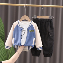 Boys Autumn Bottling Tide Children Casual Handsome air Yangqi Three sets of autumn clothes 1 1 3 year old male baby Spring and autumn suit